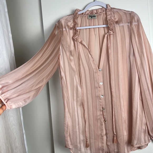 SHOW ME YOUR MUMU blushe pink long sleeve blouse - Picture 4 of 10